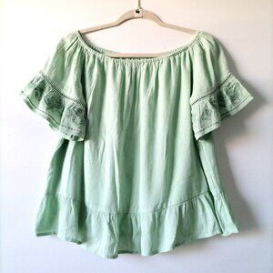 Art Class Womens Multicolor Bell Sleeve Embroidered Top Sz XL (14/16)